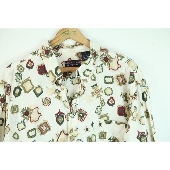 Vintage XL Dad Shirt 90s Oversize Medallion Allover Print Preppy Nautical Skater - Picture 2 of 8